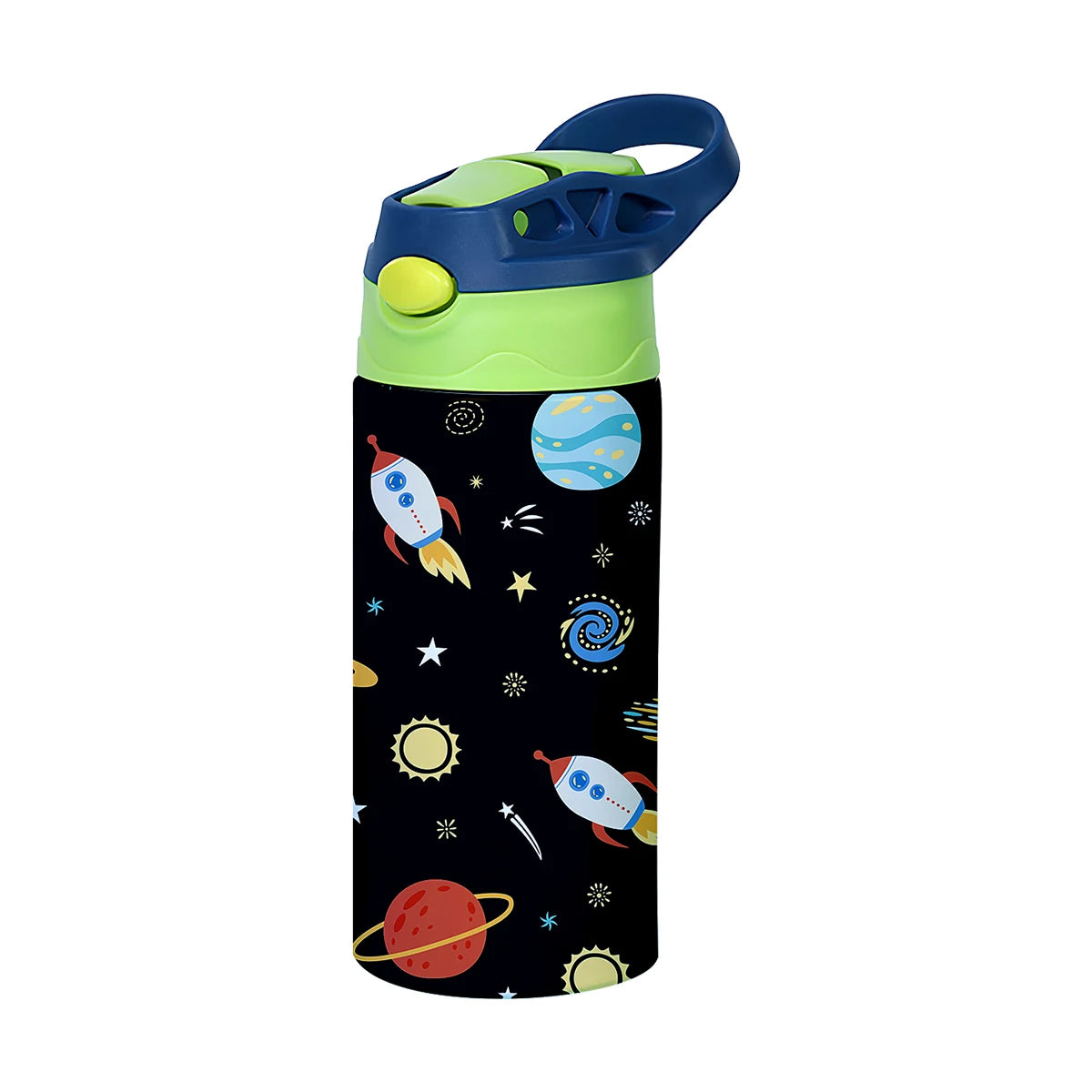 12OZ/350ml Cartoon Pattern Thermos Cup Stainless Steel Insulated Bottle Children Thermos Kettle Outdoor Portable Handheld Cup