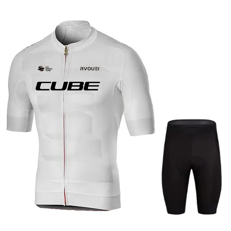 Cube Cycling Jersey Set – Men’s Summer Short Sleeve Bike Shirt & Padded Bib Shorts, Road & MTB Bicycle Clothing Maillot Ciclismo