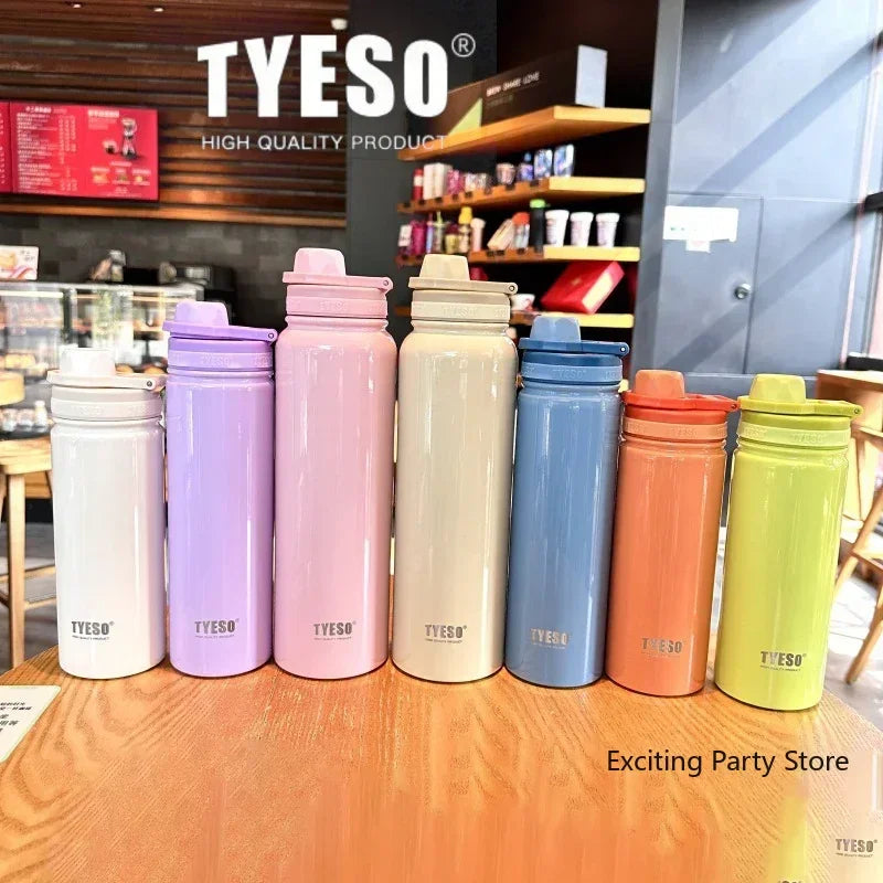 Tyeso Thermos Bottle Portable Sport Vacuum Flask Travel Stainless Steel Thermal Water Bottle Keeps Cold and Heat Thermal Mug