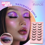 GROINNEYA 5/7 pairs Eyelashes 3D Natural False Lashes Fluffy Soft Cross Manga Lashes Wispy Natural Eyelash Extension Makeup