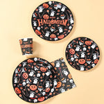 Halloween Disposable Tableware Halloween Party Decoration Spooky Pumpkin Paper Plates Napkins Cups Trick or Treat Party Supplies