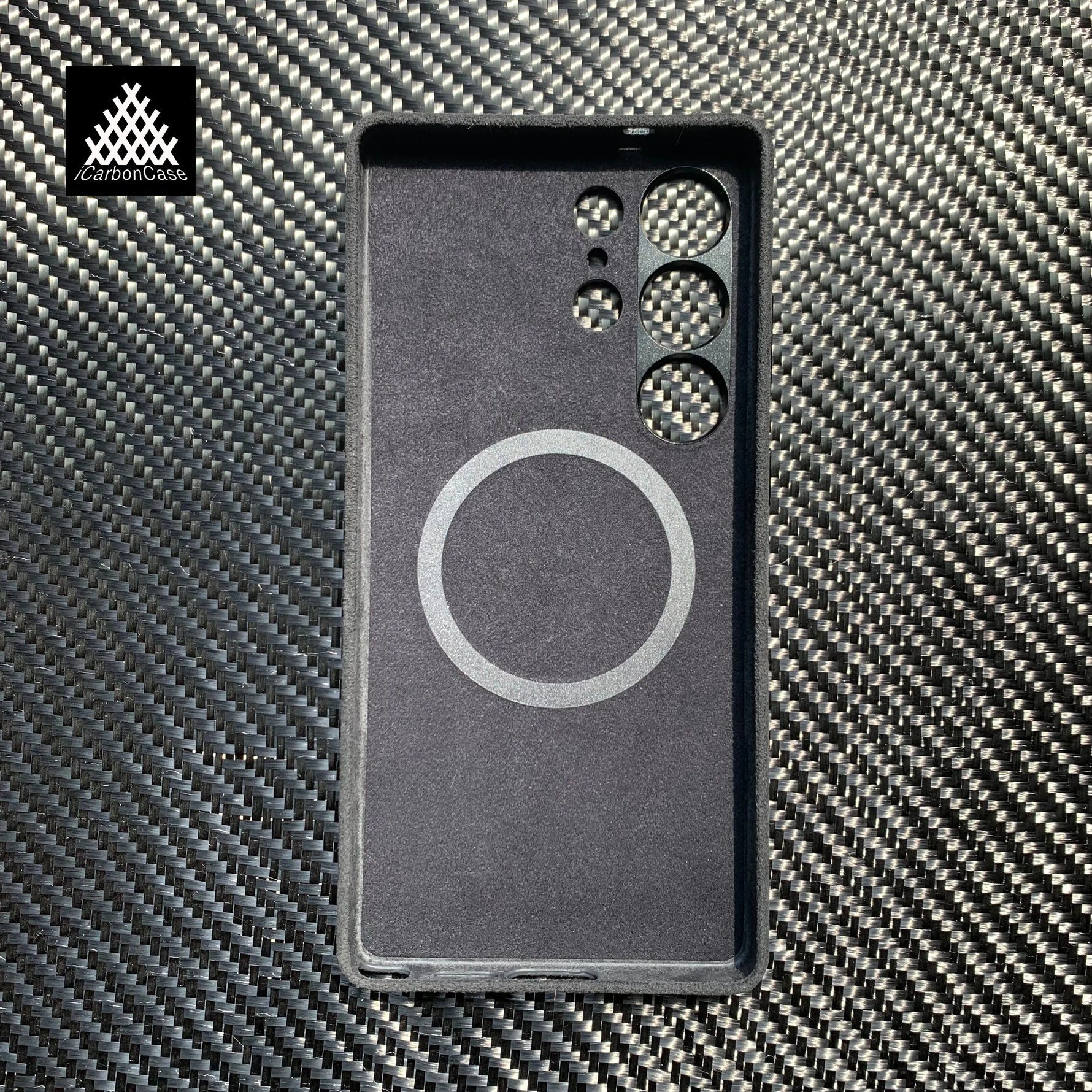 For Samsung  Galaxy S25 Ultra S25+ Magnetic Genuine Italy Alcantara Phone Case Handmade Super Car Inter Premium Leather Materia