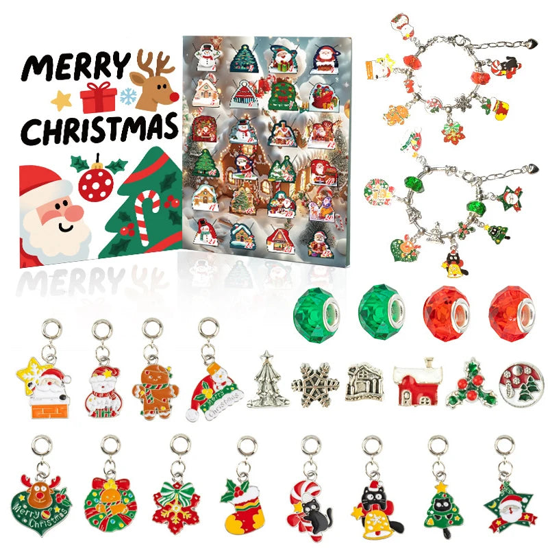 2026-Christmas Advent Calendar DIY Bracelet Accessories Pendant Blind Box Christmas Decorations Gift New Year's Eve Decorations