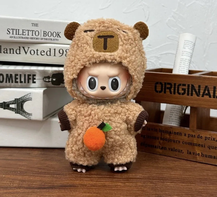 For 3rd Gen 17cm Labubu Trend Clothes Pendant Sitting Party Graffiti Strap Pants Hat Labubu Retro Clothes