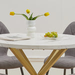 Modern Luxury Dining Table Imitation Marble Effect Household Round Dining Table Simple Cafe Tables Home Furniture 100CM