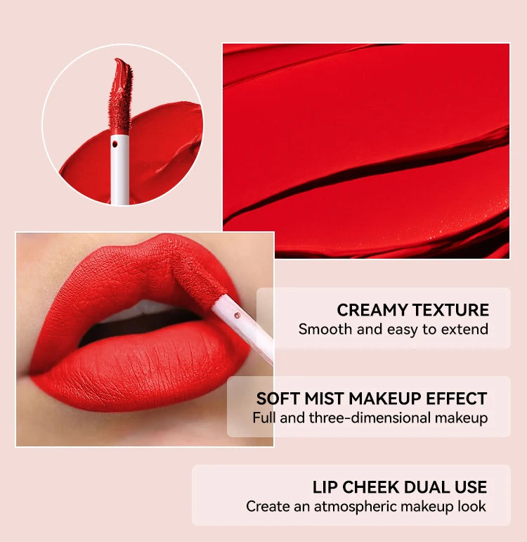 Long Lasting Velvet Matte Lip 6 Colors Gloss Waterproof Non-stick Cup Sexy Nude Red Pink Liquid Lipstick Lips Makeup Cosmetic