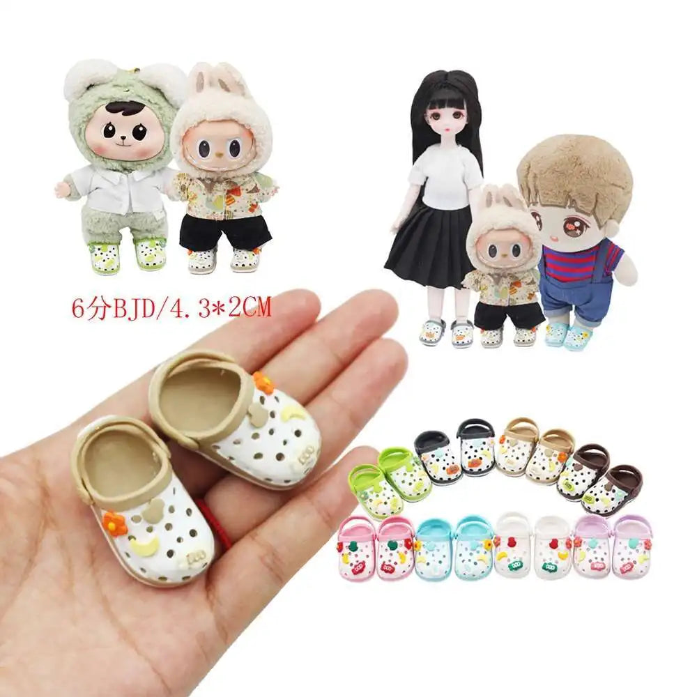 labubu Doll Slippers Shoes (4.3*2.0cm) for Labubu Macaron bao-ao bao ao &15cm EXO Plush Doll & 1/6