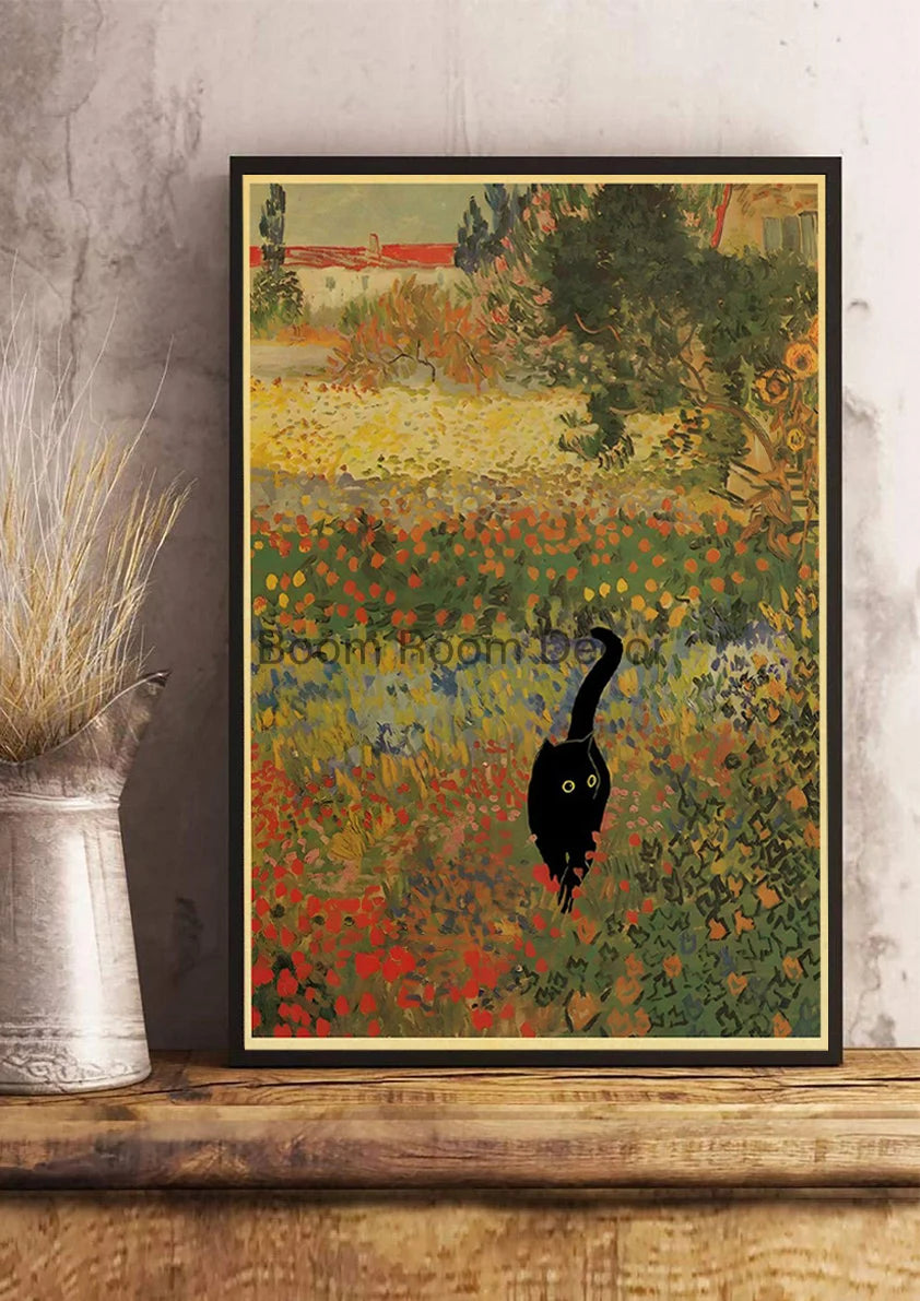 Digital Cats Cute Poster Kraft Paper Prints Modern DIY Funny Cartoon Room Painting Prints Art Picture Posters Living Room Decor