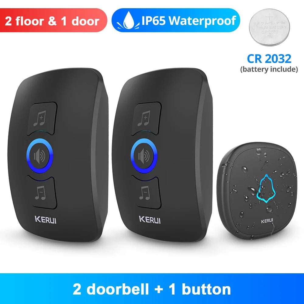 KERUI M525 Wireless Doorbell Waterproof Outdoor Smart Home Door Bell Chime Kit LED Flash Security Alarm Welcome House Melodies