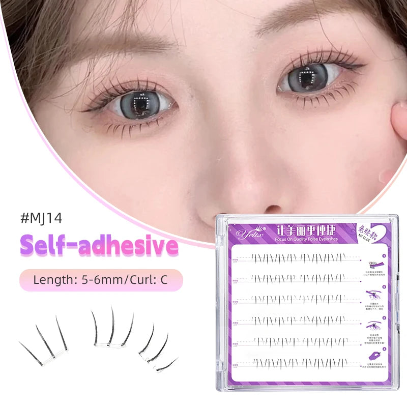Yelix large capacity Self-Adhesive Eyelashes No Glue Fake Lashes Extensions Reusable for Makeup Soft Mink Eyelashes