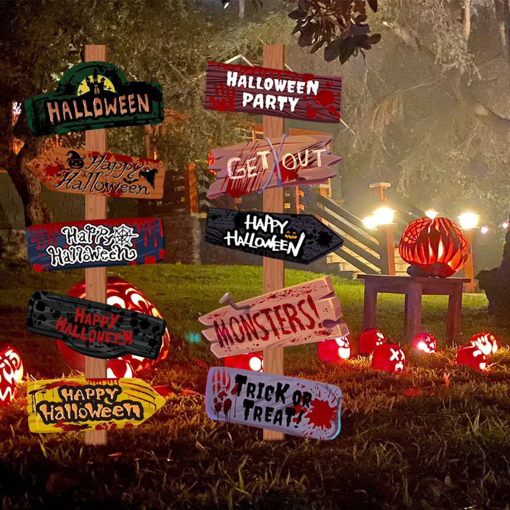 1set Halloween Party decor Welcome Sign Halloween Scary Themed Outdoor Yard Signs Decor Halloween Party Home Garden Decor