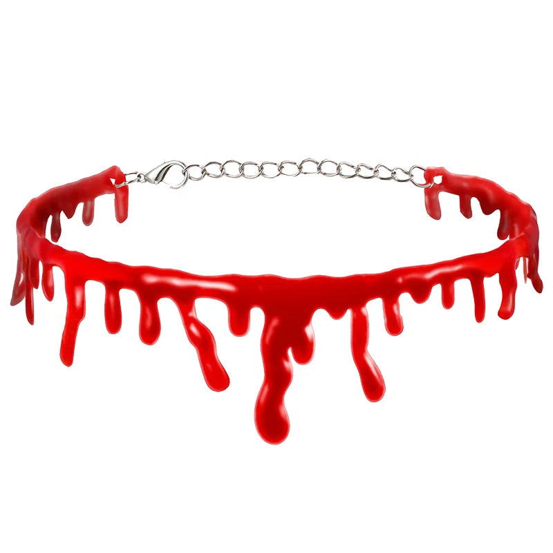 Halloween Decoration Bloody Necklace Horror Dripping Blood Collar Necklace Fake Blood Vampire Clown Costume Necklace Accessories