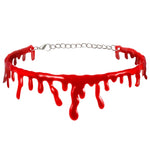 Halloween Decoration Bloody Necklace Horror Dripping Blood Collar Necklace Fake Blood Vampire Clown Costume Necklace Accessories