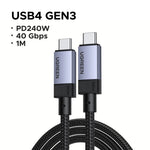 UGREEN USB4 Gen3 240W & USB3.1 Gen2 Fast Charging Cable 1m, Aluminum Shell Braided Nylon, PD3.1 for MacBook Pro iPad