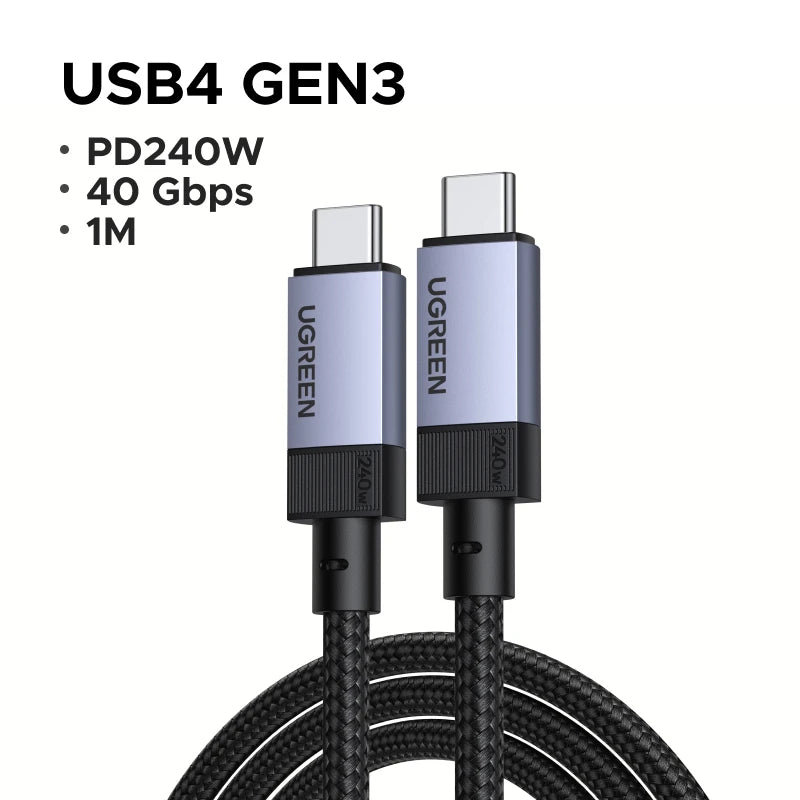 UGREEN USB4 Gen3 240W & USB3.1 Gen2 Fast Charging Cable 1m, Aluminum Shell Braided Nylon, PD3.1 for MacBook Pro iPad