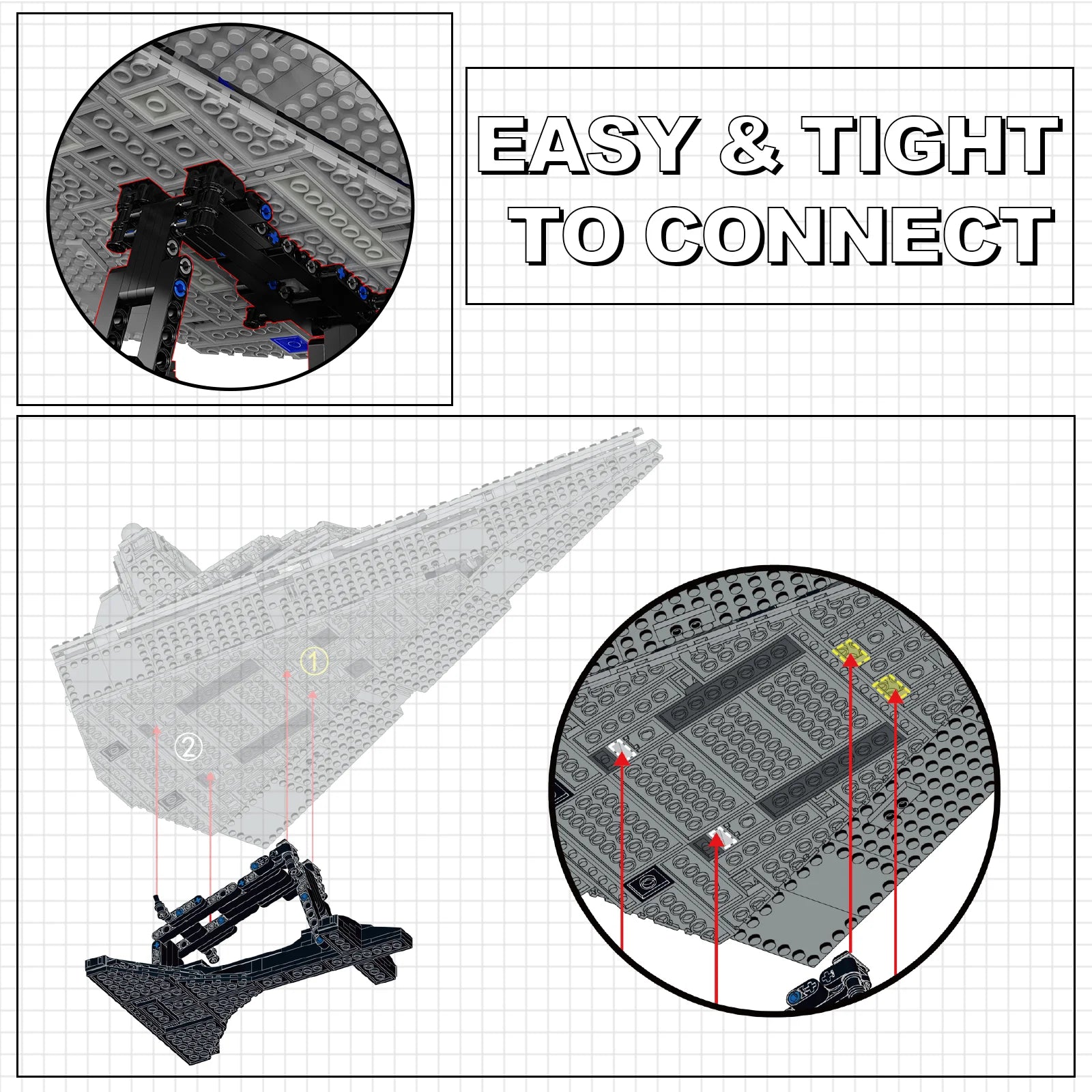 BuildMOC The Display Stand Building Bricks Kit for 75394&75357 Starship Model,Space Ship Stand Toys Movie Fans Gifts (172 PCS)