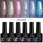 LILYCUTE 6Pcs/Set 7ML Gel DIY Nail Polish Bright Pink Semi Permanent Soak Off UV LED Gel Varnish Nail Art Design Manicure Kit
