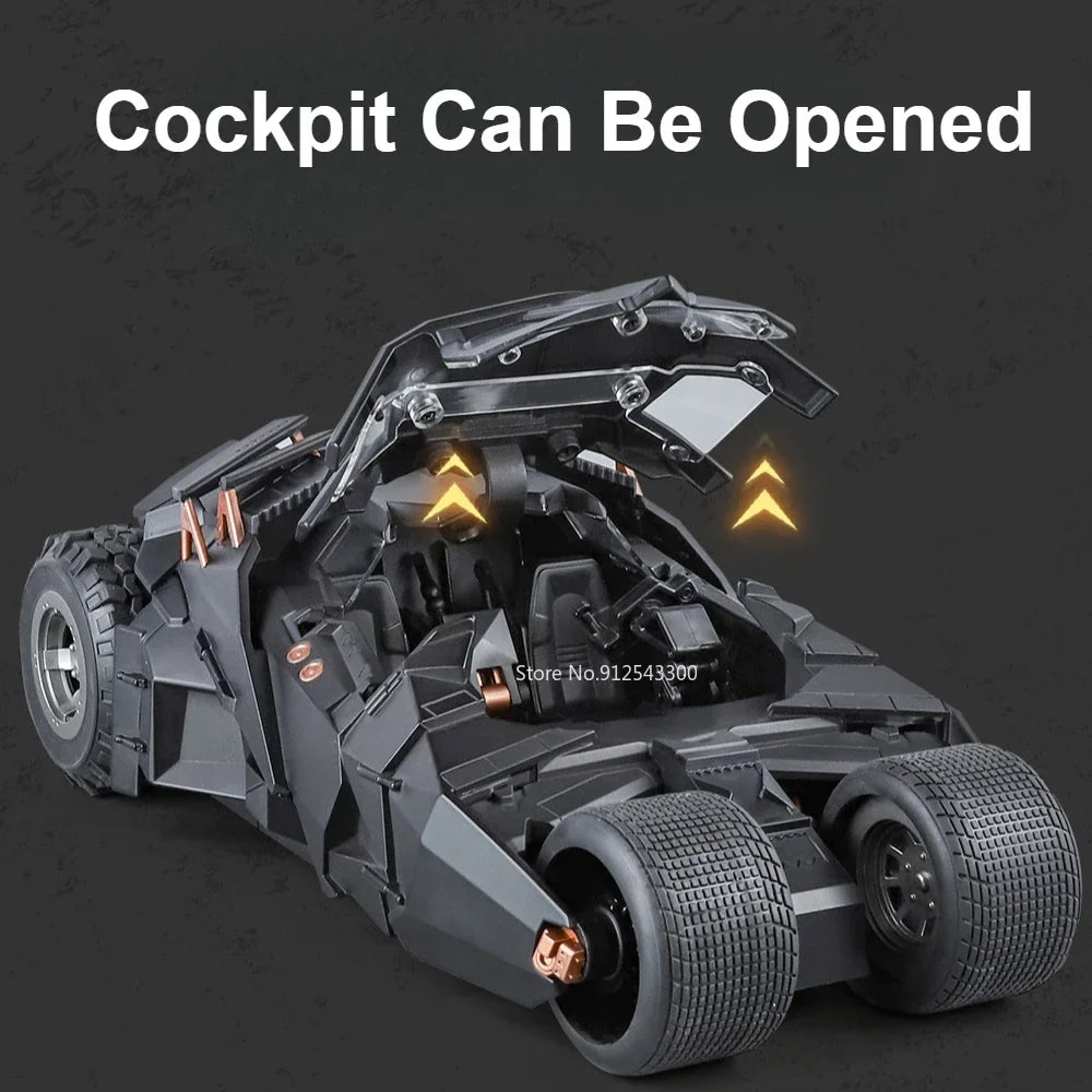Large Scale 1:18 Batmobile Car Model Toy The Dark Knight Trilogy Sound Light Sliding Spray Alloy Vehicle Models Ornaments Gifts