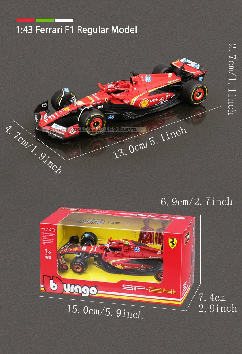 1:43 2023-2024 F1 Scuderia Ferrari SF24 SF23 Diecast Mode