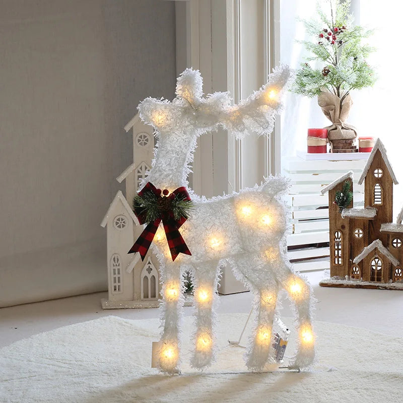 Christmas Decoration Reindeer with Sleigh LED Lighted Elk Xmas Outdoor Yard Lawn Decor Holiday Party Home Ornaments