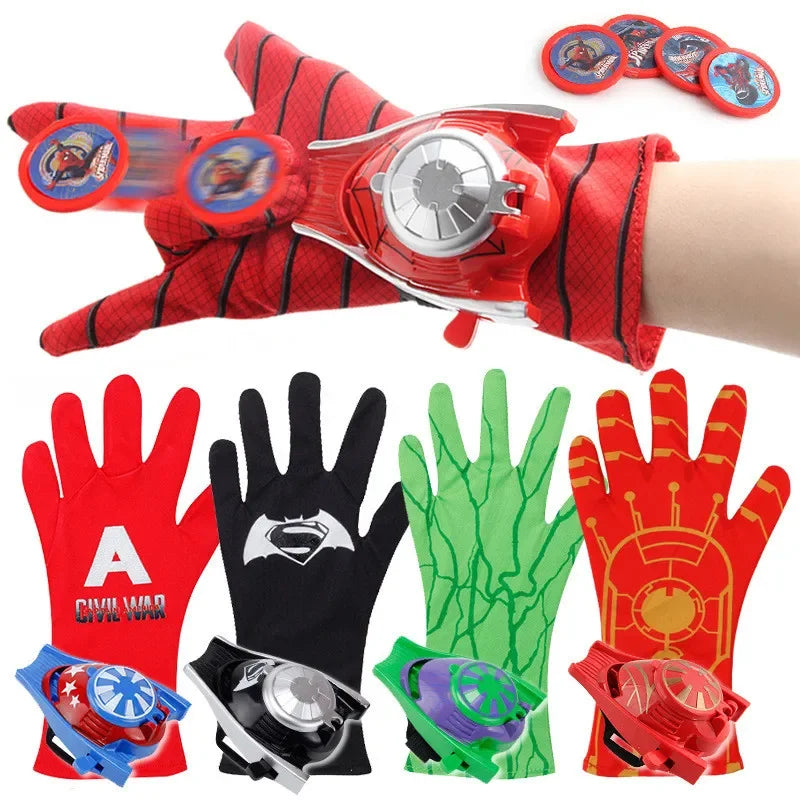 Super Heroes Figures Toy PVC Ironman Hulk Captain America Launcher Toys Gloves Kids Brinquedos Gift