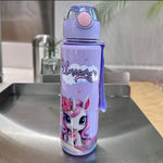700ml Cute & Durable Cartoon Space Cup with Hand-held Ring BPA-Free High Temperature Resistant Portable Outdoor Water Bottle