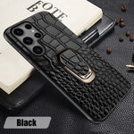 Genuine Cowhide Leather Bracket Phone Case For Samsung Galaxy S24 S23 Ultra S23 Plus S24Ultra S22Ultra Back Cover with Ring