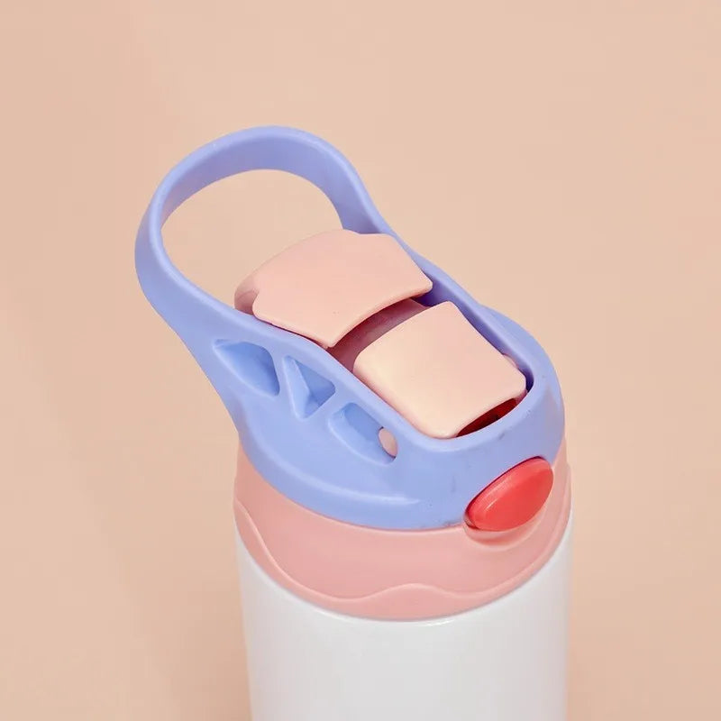350ml Sublimation Straight Sippy Cup Flip Top Kids Bottle Stainless Steel Double Wall Water Tumbler with Straw Sippy Bottle