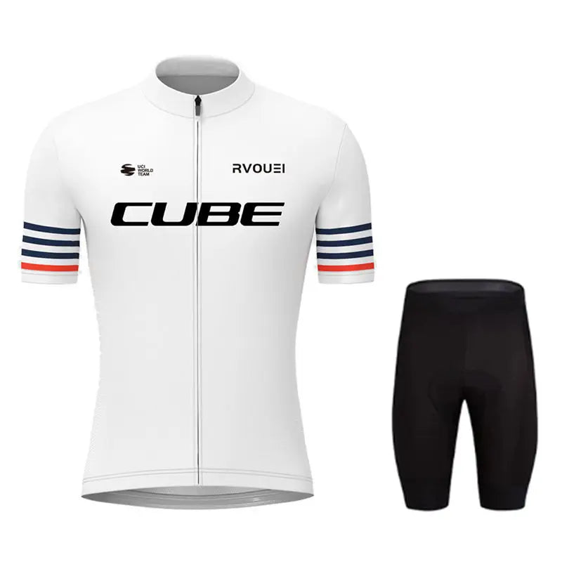 Rvouei Cube Pro Summer Cycling Jersey Set Summer Breathable Bicycle Men's MTB Bike Clothing Maillot Ropa Ciclismo Uniform Suit