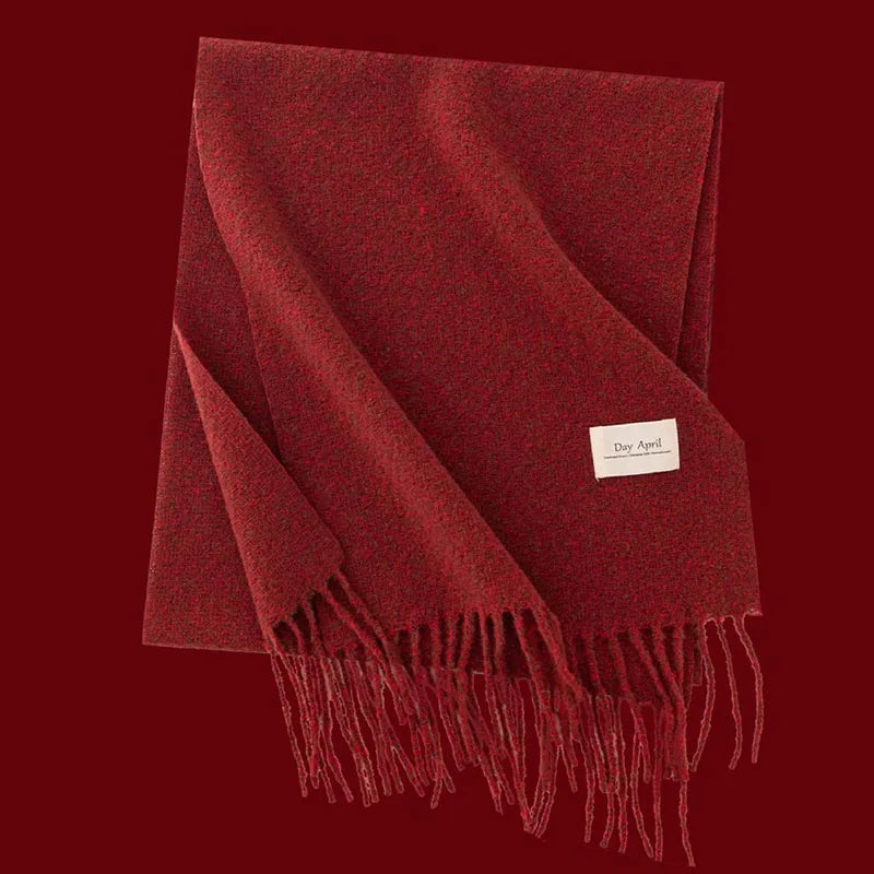 Christmas Red Scarf For Women Imitation Cashmere Plaid Printed Plush Scarf Trend Premium Warm Shawl Tassel Scarves