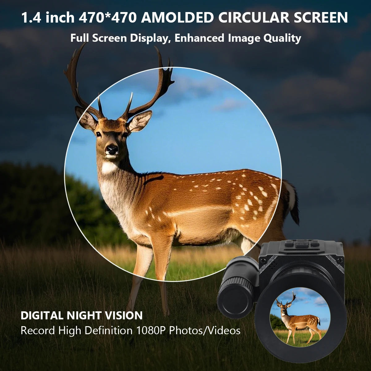 Megaorei NK006 Helmet Night Vision Monocular Long-Distance Infrared 5X Zoom 1080P Digital Hunting Night Vision Goggles Telescope