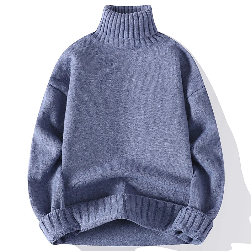 New Turtleneck Sweater Men Pullover Casual Solid Color Knitted Black Sweater Fashion Autumn Winter Men Clothing 2023 Sweater Man