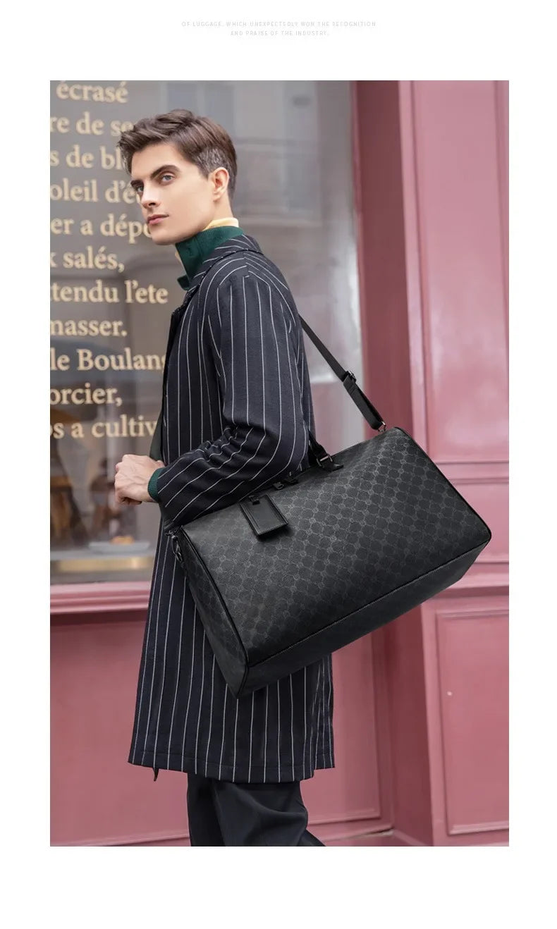 Men Business Travel Luggage Bag Leather Travel Duffle Large Capacity Hand Luggage Bag Short Trip Shoulder Bags Luxury Handbag