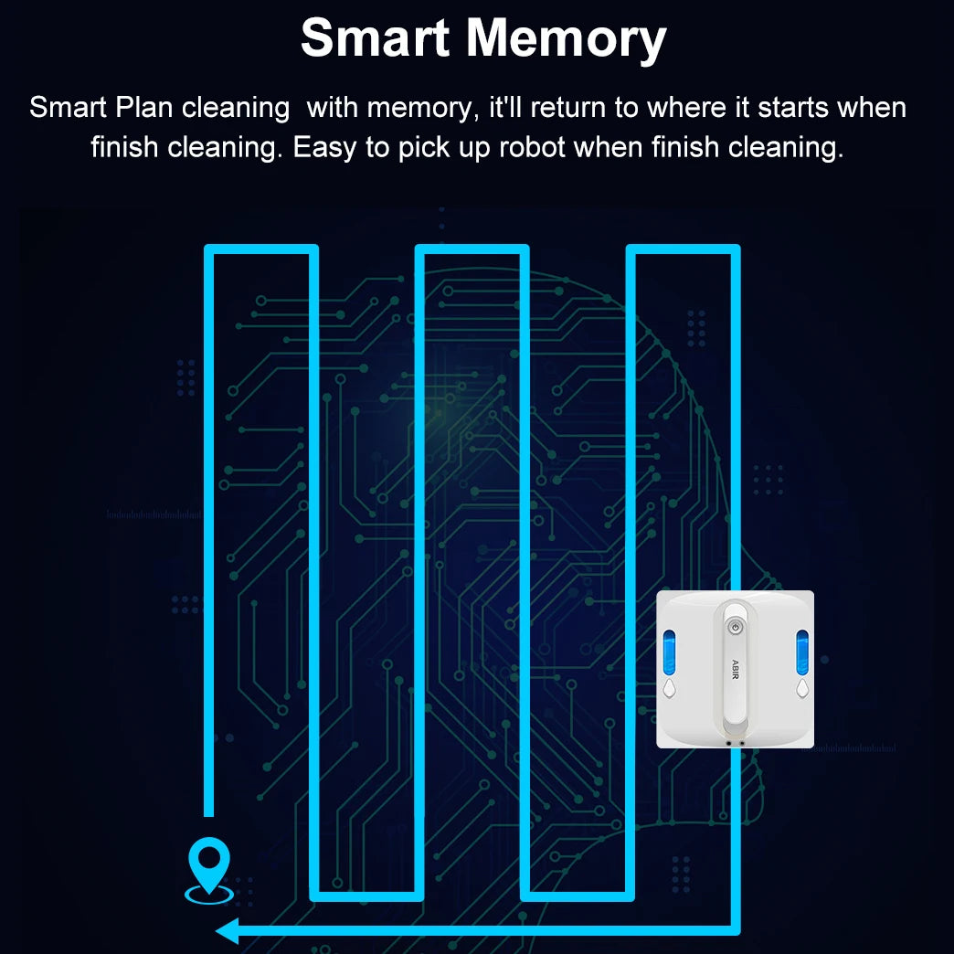 Window Cleaning Robot ABIR WD9, 4-Way Water Spray,Floating Scraping Tech, Laser Sensor,9000PA Vacuum Suction, Smart Memory