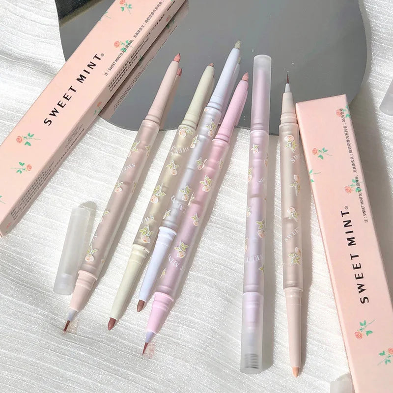 Sweetmint Mulitfuntiona Double Ended Lying Silkworm Pencil Highlighter Makeup Pen Nude Liquid Contour Liner Eye Brightener Stick