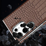 High Quality Leather Holder Electroplate Phone Case for Samsung Galaxy S25 S24 S23 Ultra S24 S23 Plus Bracket Magnetic Cover