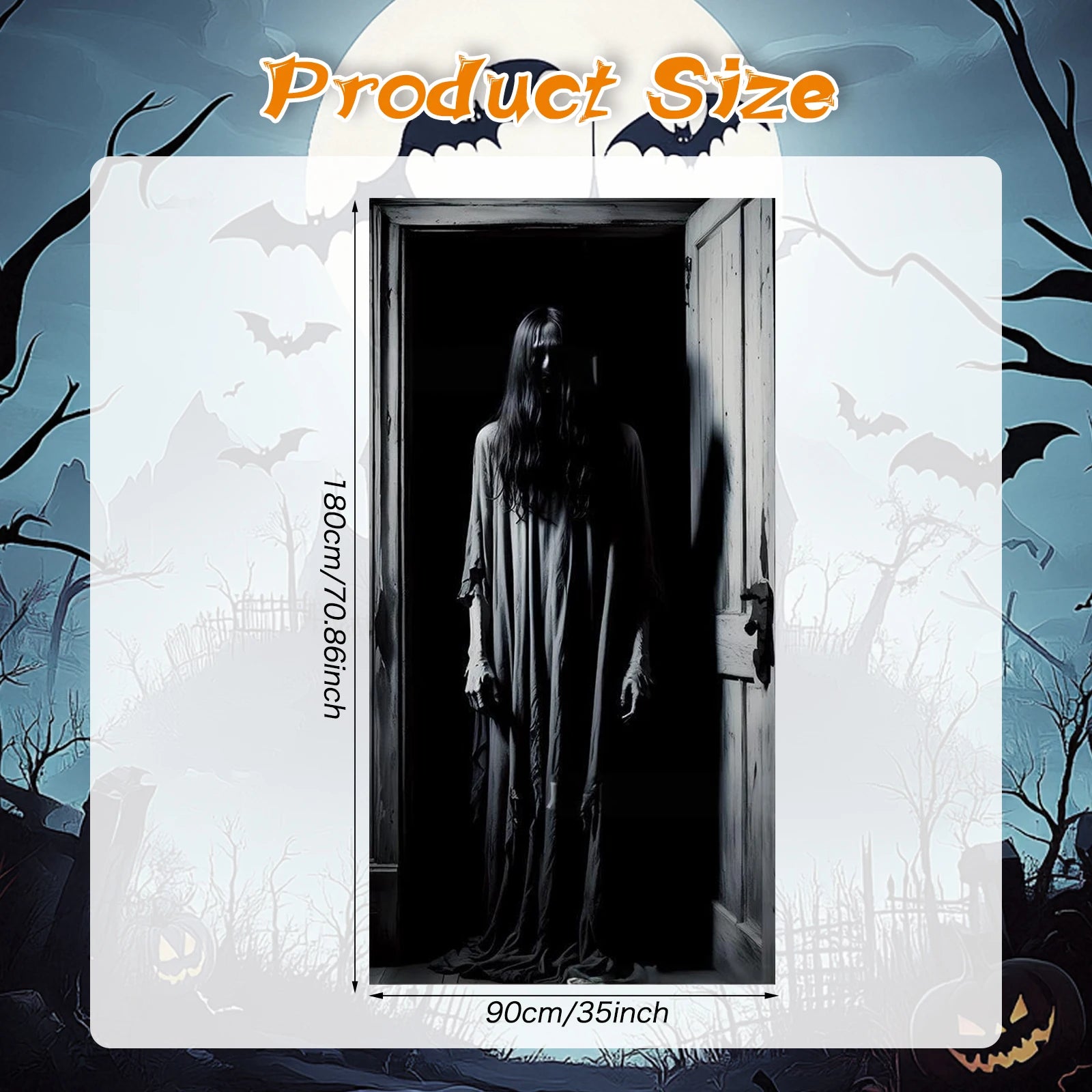 Halloween Door Cover, Halloween Door Backdrop Banner Ghost Creepy Devil Go Crazy Terror Theme Scary Halloween Party Decoration S