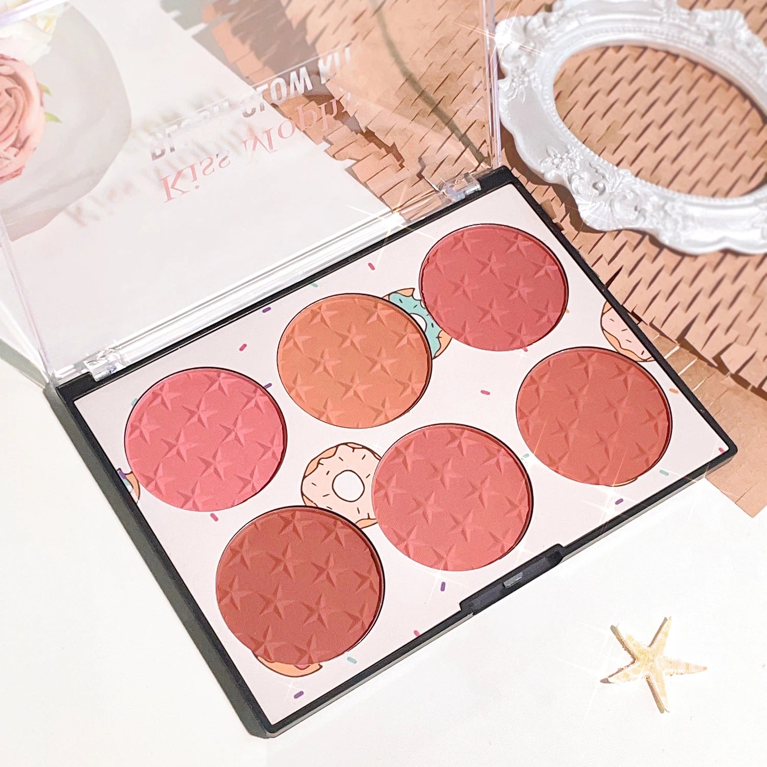 Six-color blush plate girl's heart waterproof matte pearl multi-color nude makeup natural grooming students