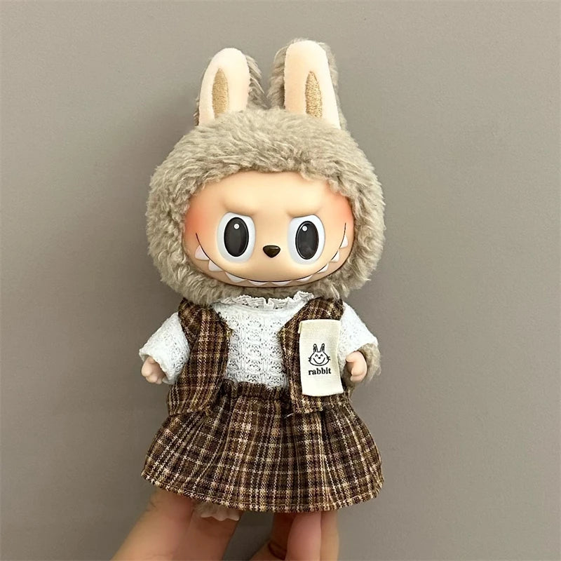 For 15/17cm Labubu V1 V2 Doll Clothing Fashion Hoodie and Pants Set Korean Idol Trendy DIY Doll Clothing Accessories Toy Gift