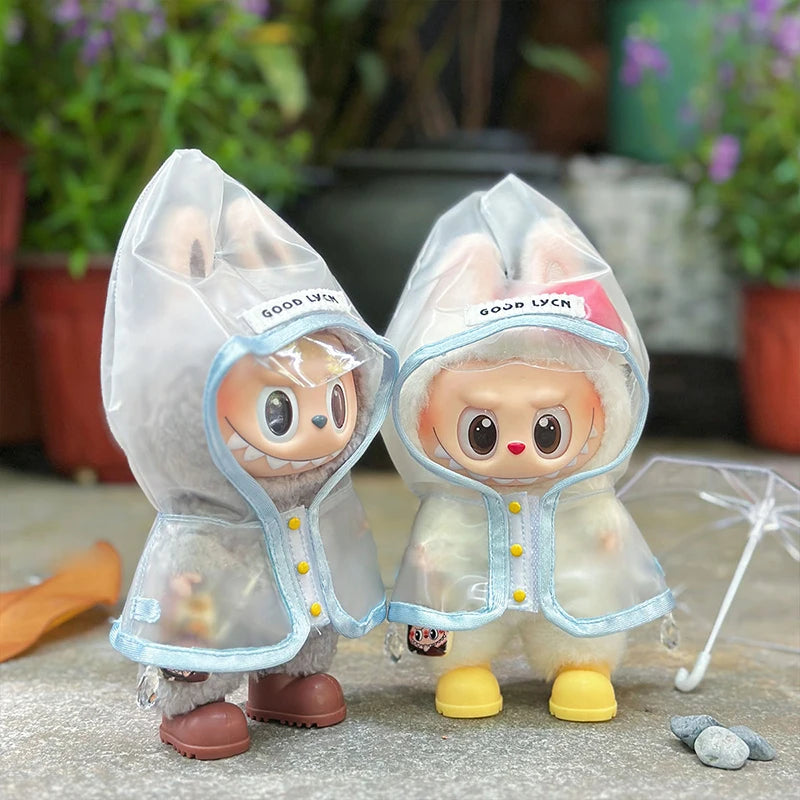 15-17cm Labubu Doll Clothes Dolls Raincoats Waterproof Rain Boots Shoes Set Clothing for Labubu Outfit Match Accessories Toys