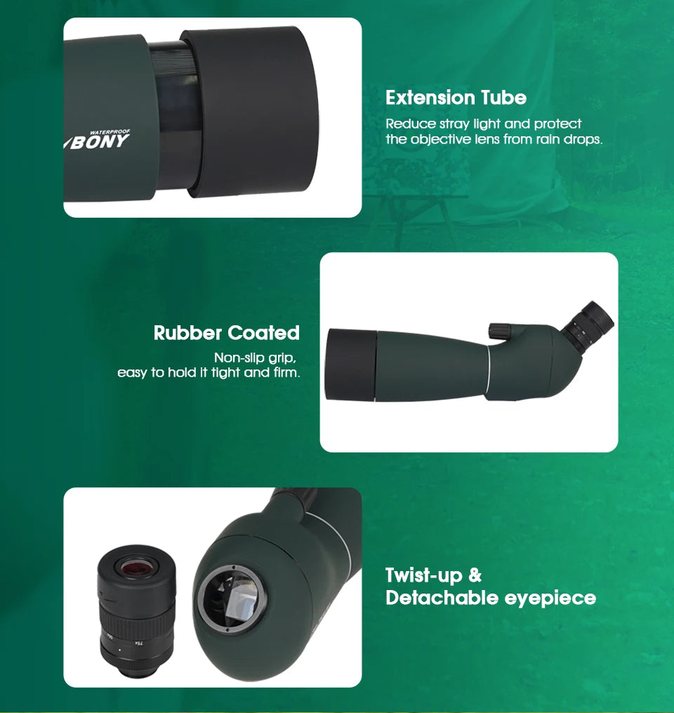 Svbony SV28plus 50/60/70mm Spotting Scope Zoom Telescope Powerful Long Range PORRO Prism Suit for Archery Target Shooting