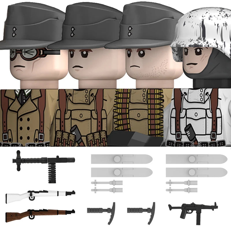 Military WW2 German Navy Armored Troops Building Blocks US 101st Britain Soviet Union Soldiers Infantry Weapons Bricks Toys Kids