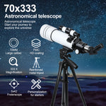 BOSSDUN 40070 Telescope w/Phone Adapter & Sturdy Tripod - 70mm Aperture for Stargazing, Birding, Beginners, Portable Scope