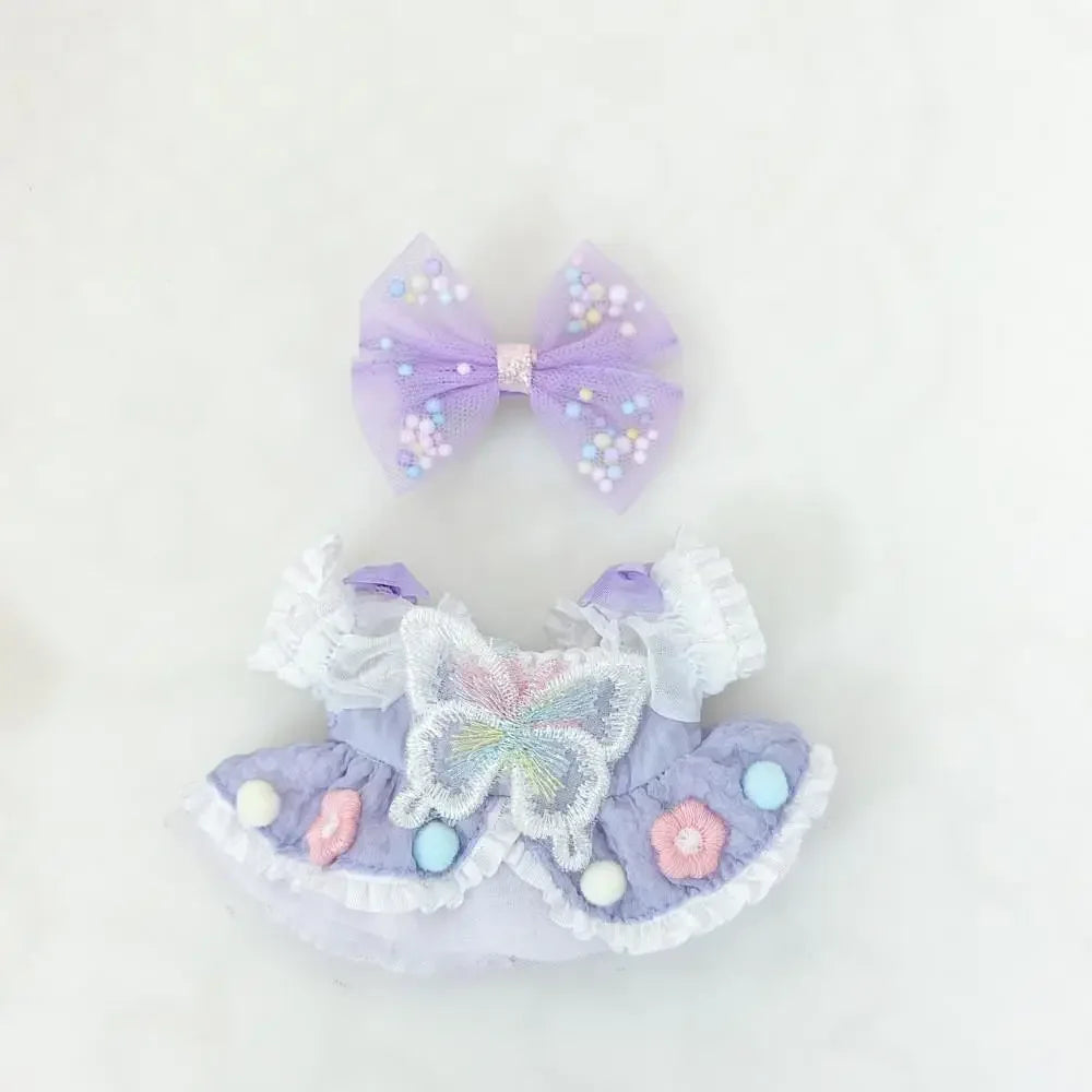 For Ropa labubu v1/v2/v3  pendant baby clothes labubu 3.0 lucky purple bow skirt Outfit Doll Accessories (No dolls)
