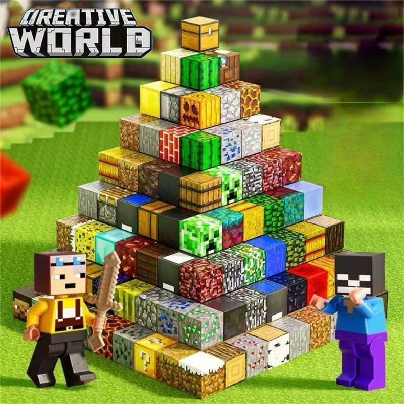 10-300pcs Magnetic Blocks Game Mine Magnet World Toys For Boys Girls STEM Montessori Sensory Cubes Game Toys Gift