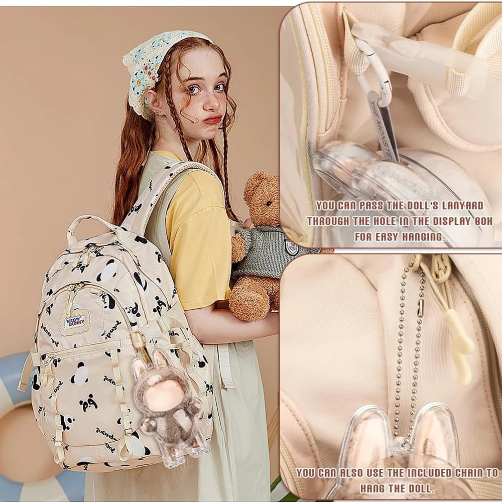 Transparent Protective Case For 17cm Labubu Dustproof Monster Toy Storage cover Cute Elf Plushie Display Cover for Holiday Gifts