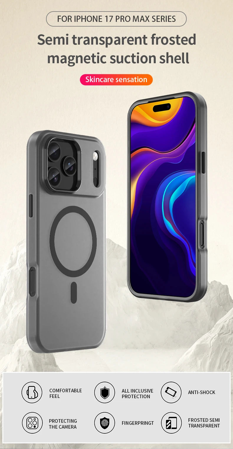 Shockproof Matte Transparent Case For Magsafe Case For iPhone 17 Pro Max 17 Air 17 Pro 17 Wireless Charge TPU Soft Cover Funda