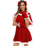 Red Sexy Christmas Uniforms Women's Santa Dress Adult Role Playing Outfit With Shawl Party Performance Fancy Clothing