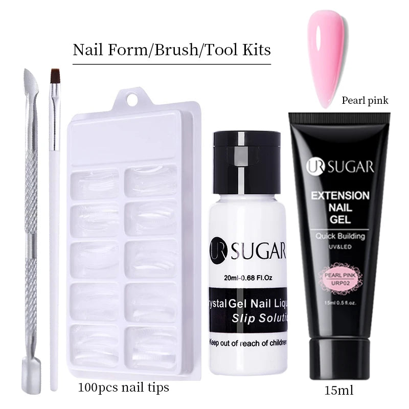 UR SUGAR 15ml Extension Gel Nail Polish Bright Nude White Clear Semi Permanent UV Hard Gel Nails Finger Prolong Gel Varnish Set
