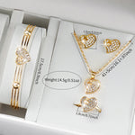 3/6PCS Fashion Heart Women's Watch Plastic Band Analog Golden Quartz Watches Butterfly Jewelry Set(Without Box)